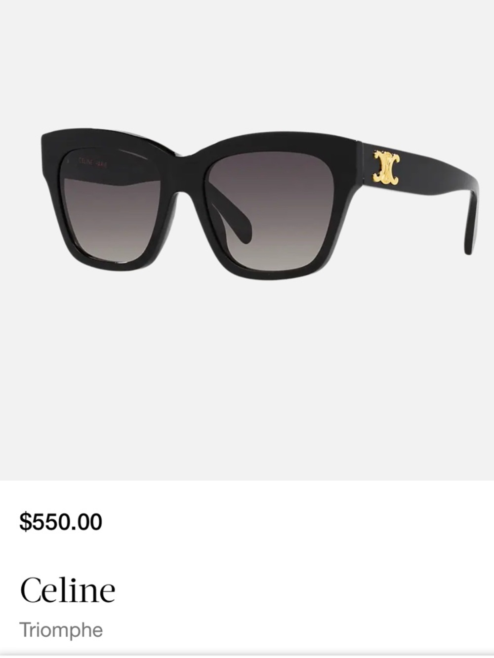 Celine Triomphe Acetate Square Black Sunglasses - Picture 2 of 11